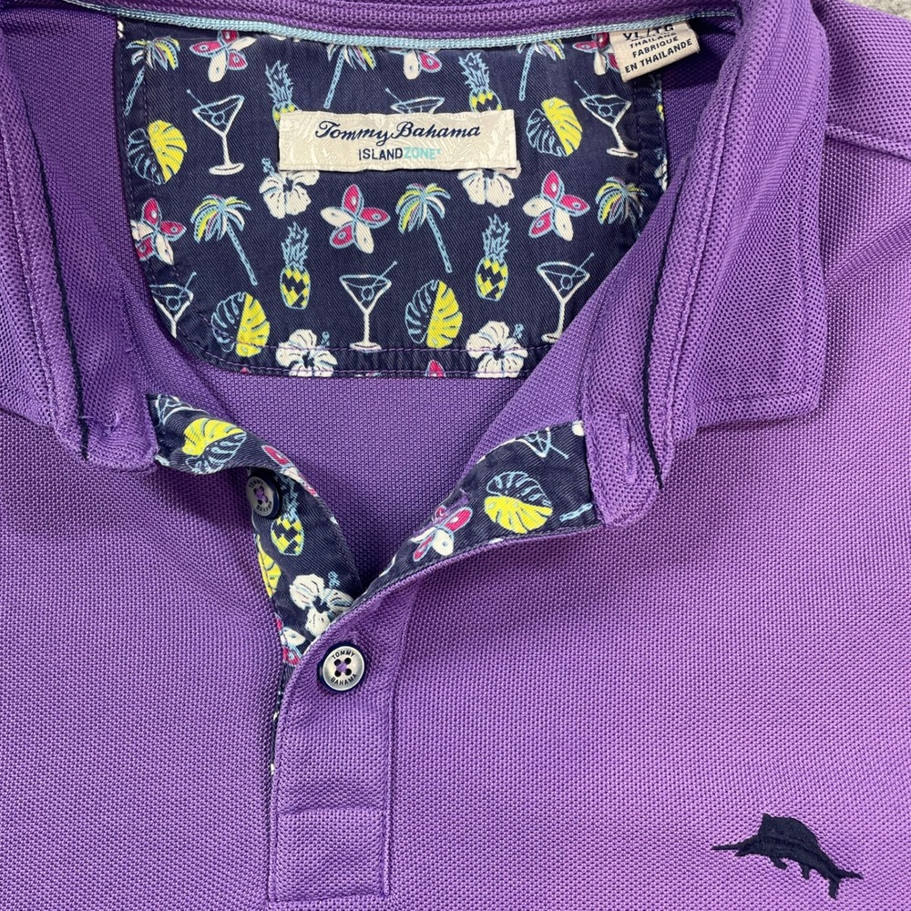 Tommy Bahama Mens Polo Shirt XL Purple Short Sleeve IslandZone Resort Golf Pima - Picture 6 of 16